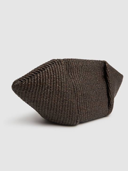 Brunello Cucinelli: Small raffia clutch - Dark Brown - women_5 | Luisa Via Roma