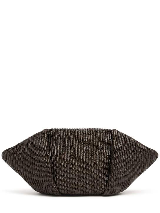 Brunello Cucinelli: Small raffia clutch - Dark Brown - women_0 | Luisa Via Roma