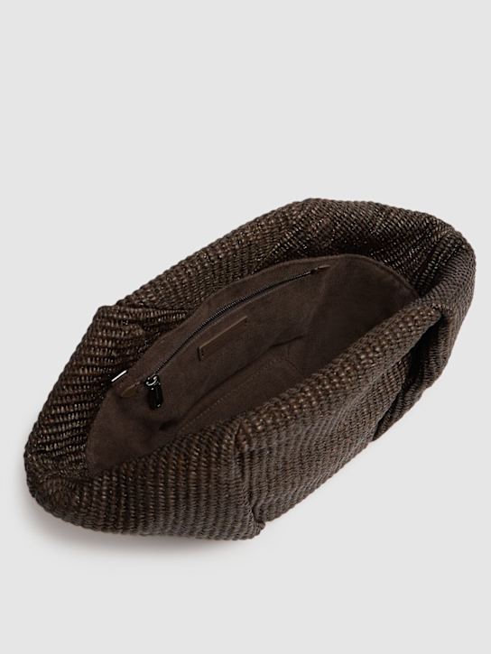 Brunello Cucinelli: Small raffia clutch - Dark Brown - women_6 | Luisa Via Roma