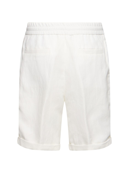 Brunello Cucinelli: Cotton & linen Bermuda shorts - Neve - men_3 | Luisa Via Roma