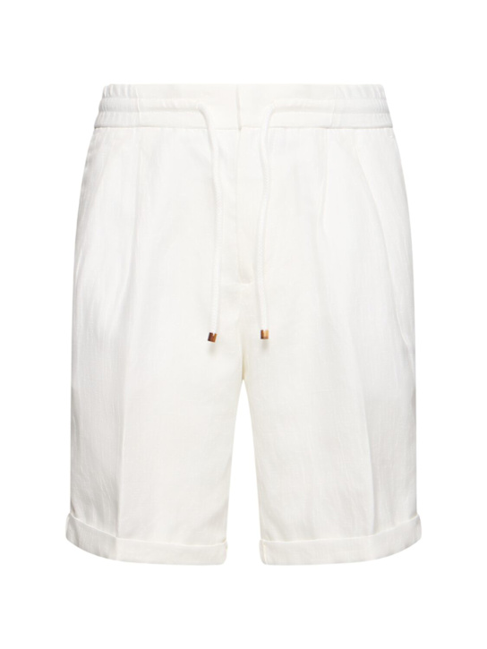 Brunello Cucinelli: Cotton & linen Bermuda shorts - Neve - men_0 | Luisa Via Roma