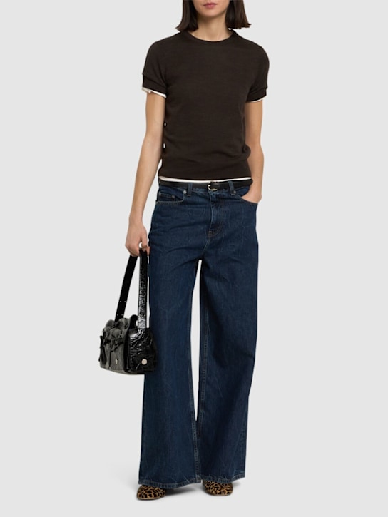 GANNI: Crinkled denim jeans - Blue - women_1 | Luisa Via Roma