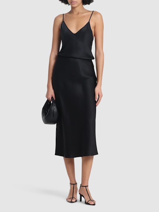 ANINE BING: Bar silk satin midi skirt - women_1 | Luisa Via Roma