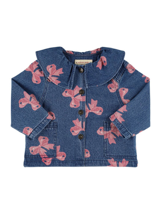 Konges Sløjd: Printed cotton denim jacket - Mavi/Renkli - kids-girls_0 | Luisa Via Roma