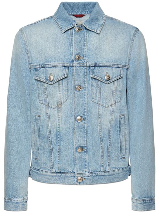 Brunello Cucinelli: Cotton denim jacket - Denim Chiaro - men_0 | Luisa Via Roma