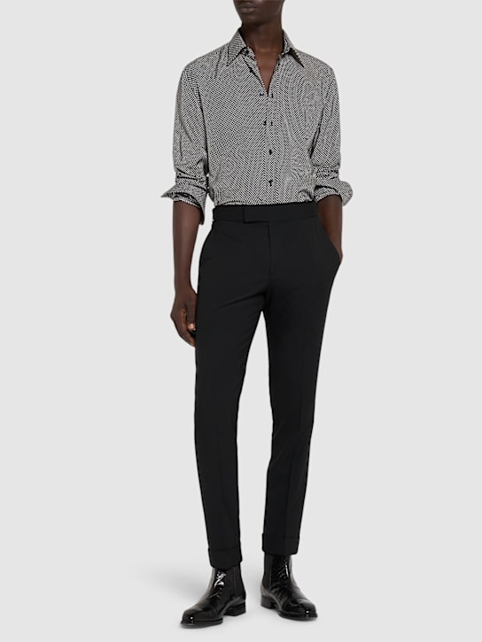 Tom Ford: Graphic polka dot fluid Lyocell shirt - Black/Ecru - men_1 | Luisa Via Roma