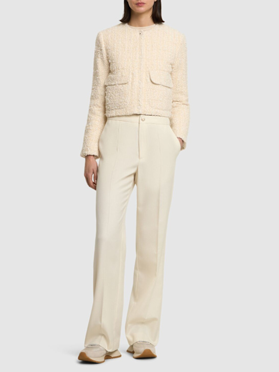 Moncler: Dauphin cotton blend tweed down jacket - women_1 | Luisa Via Roma