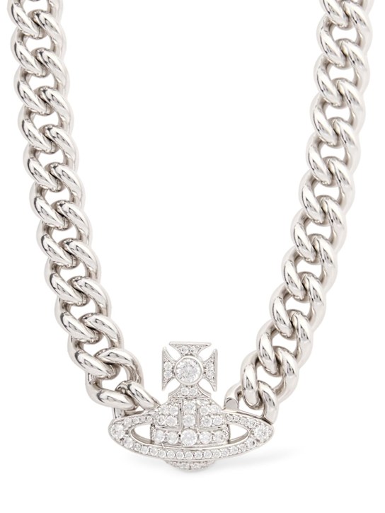 Vivienne Westwood: Graziella crystal small choker - Silver - women_0 | Luisa Via Roma