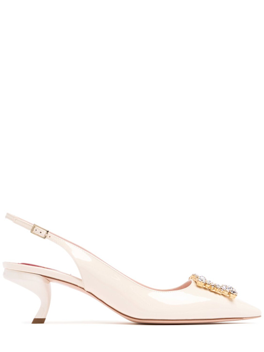 Roger Vivier: 55mm Virgule Strass leather slingback - women_0 | Luisa Via Roma