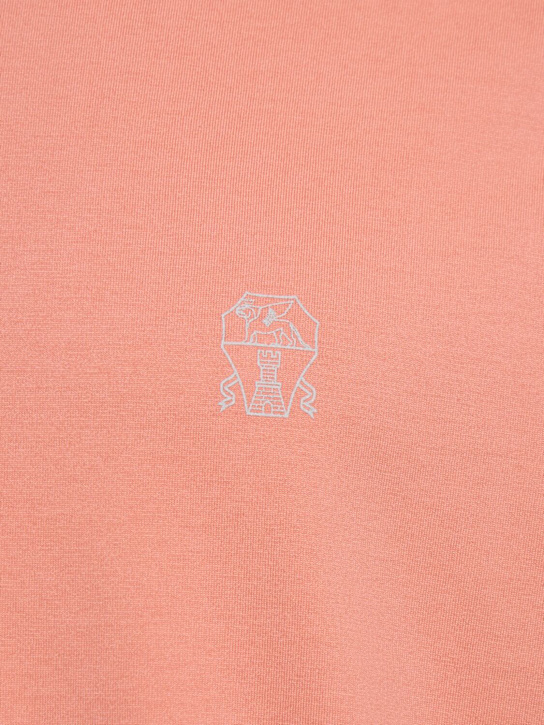 Brunello Cucinelli: Cotton jersey logo t-shirt - Pompelmo - men_4 | Luisa Via Roma