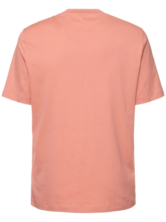 Brunello Cucinelli: Cotton jersey logo t-shirt - Pompelmo - men_3 | Luisa Via Roma
