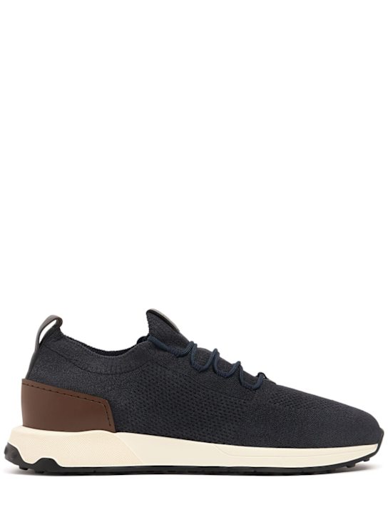 Tod's: Knit low top sneakers - Notte - men_0 | Luisa Via Roma