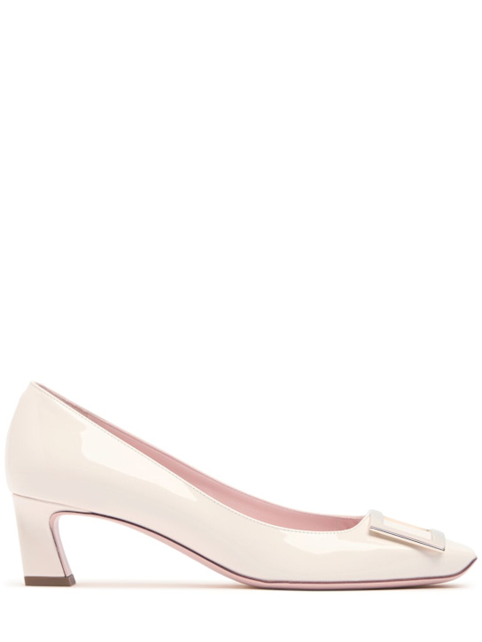 Roger Vivier: 45mm Trompette patent leather pumps - Off White - women_0 | Luisa Via Roma