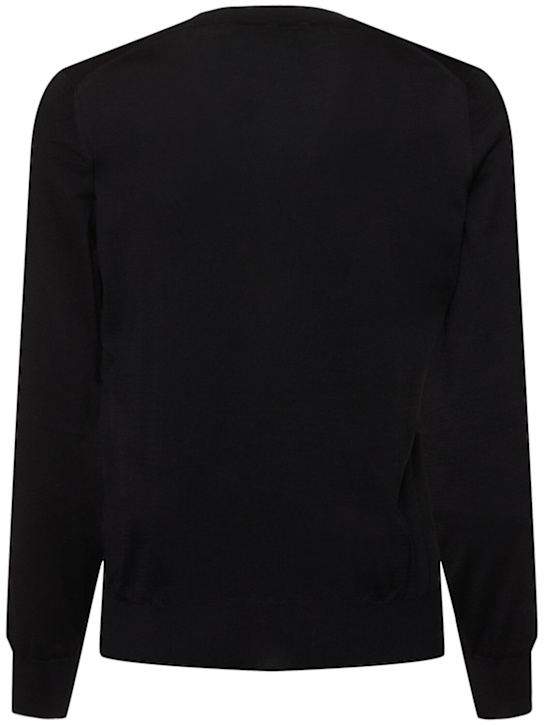 Brunello Cucinelli: Cotton crewneck sweater - Black - men_3 | Luisa Via Roma