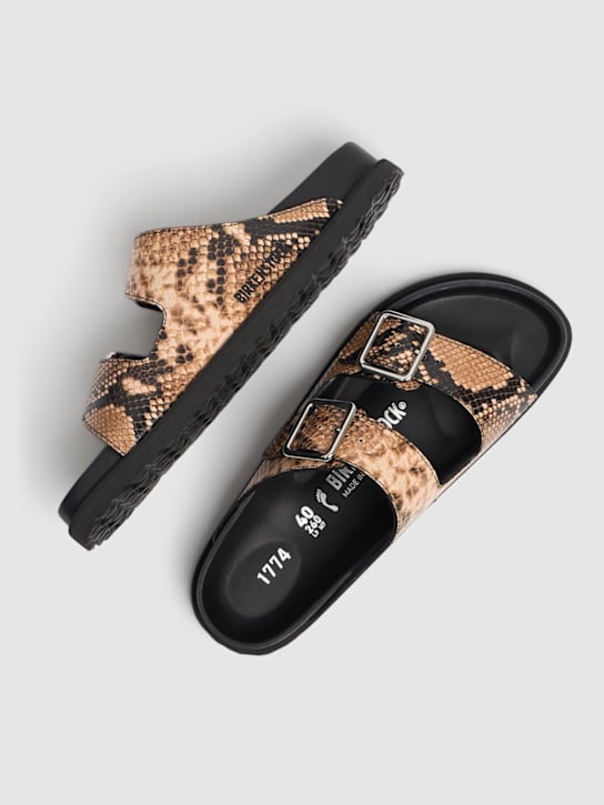 BIRKENSTOCK 1774: Arizona python print leather sandals - Beige/Black - women_2 | Luisa Via Roma