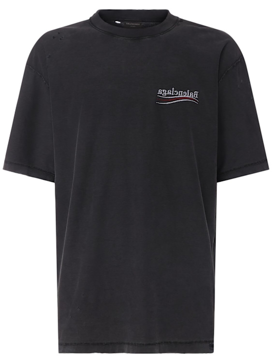 Balenciaga: Inside Out Political cotton t-shirt - Black - men_0 | Luisa Via Roma