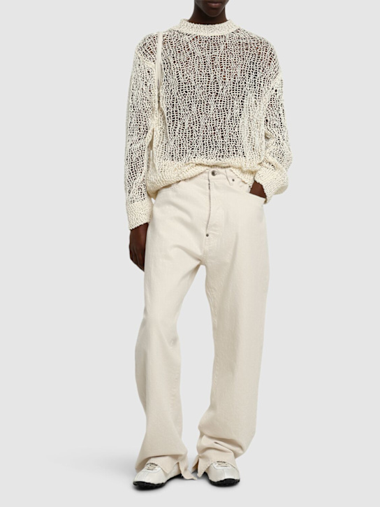 Maison Margiela: Cotton denim wide pants - men_1 | Luisa Via Roma