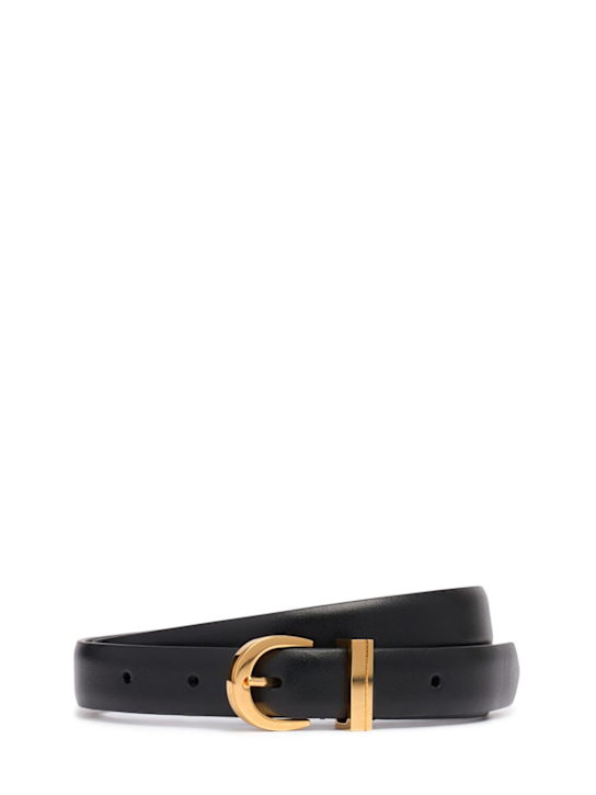 Khaite: 20mm Luna smooth leather belt - Black - women_0 | Luisa Via Roma