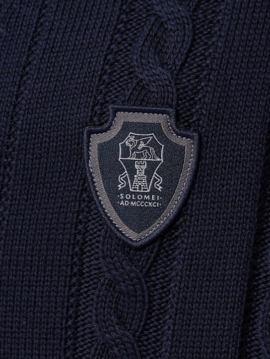 Brunello Cucinelli: Cotton knit tennis cardigan - Navy - men_4 | Luisa Via Roma