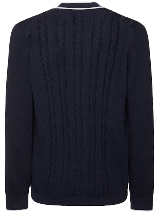 Brunello Cucinelli: Cotton knit tennis cardigan - Navy - men_3 | Luisa Via Roma