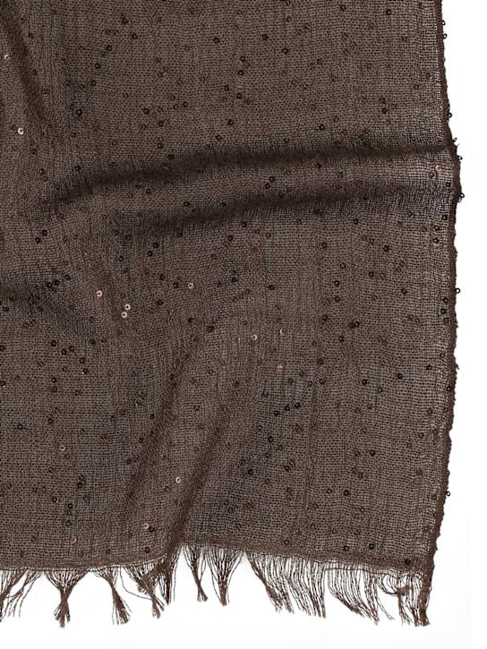 Brunello Cucinelli: Sequin embellished cashmere blend scarf - women_1 | Luisa Via Roma