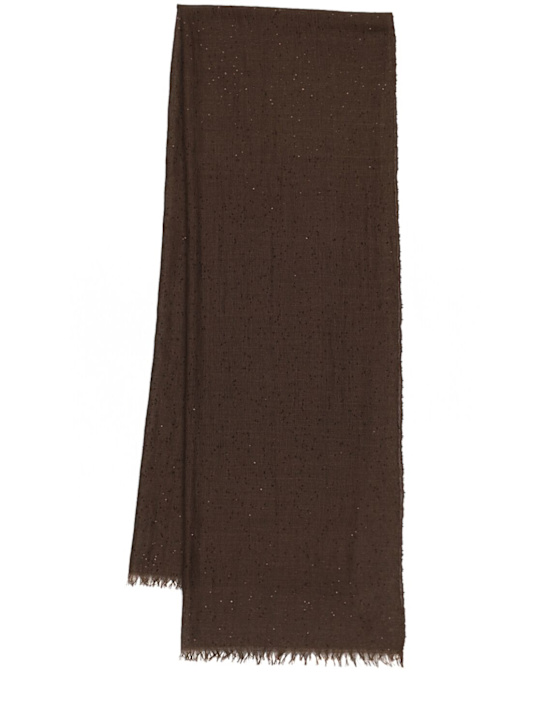 Brunello Cucinelli: Sequin embellished cashmere blend scarf - women_0 | Luisa Via Roma