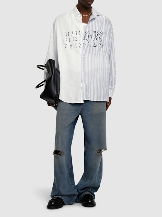 MM6 Maison Margiela: Cotton poplin patchwork shirt - men_1 | Luisa Via Roma