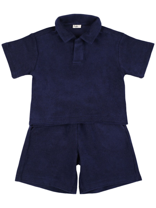 Il Gufo: Cotton terry polo shirt & shorts - kids-boys_0 | Luisa Via Roma