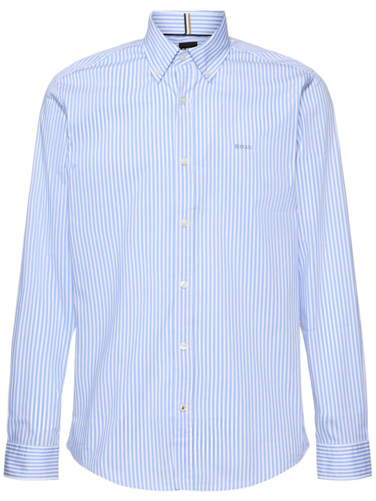 Boss: Roan striped cotton blend shirt - men_0 | Luisa Via Roma