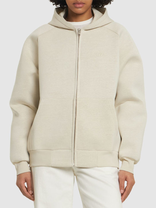 Autry: Hooded neoprene sweatshirt - Cream - women_2 | Luisa Via Roma