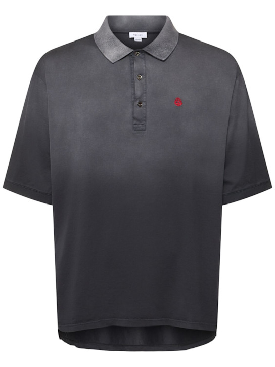 McQueen: Oversized cotton polo shirt - Black - men_0 | Luisa Via Roma