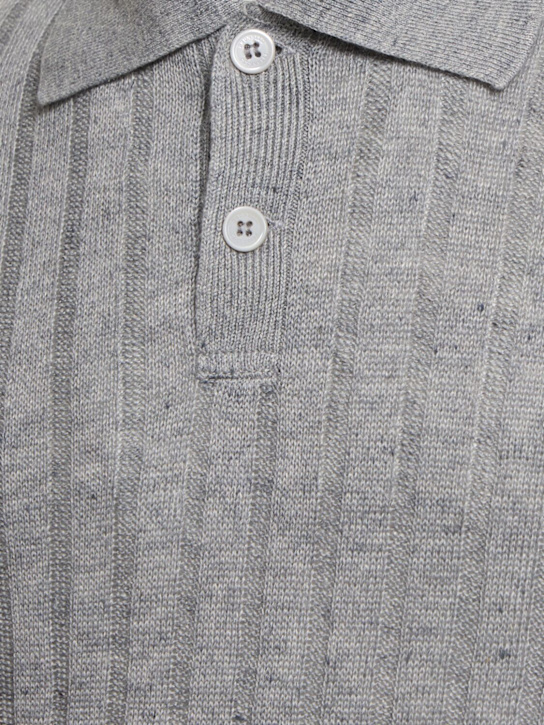 Brunello Cucinelli: Cotton & linen polo - Grigio Medio - men_4 | Luisa Via Roma