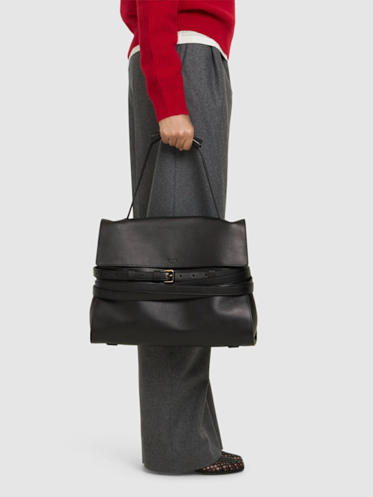 Moschino: Tie Me leather tote bag - women_1 | Luisa Via Roma