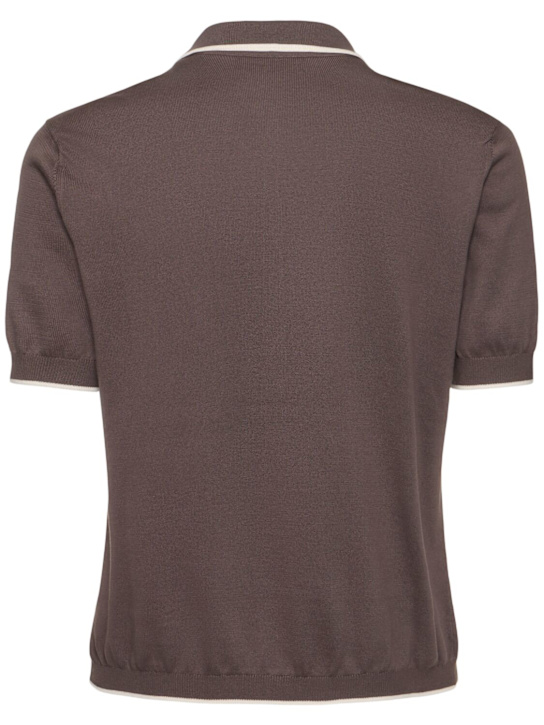Brunello Cucinelli: Button-up cotton shirt - Coffee - men_3 | Luisa Via Roma