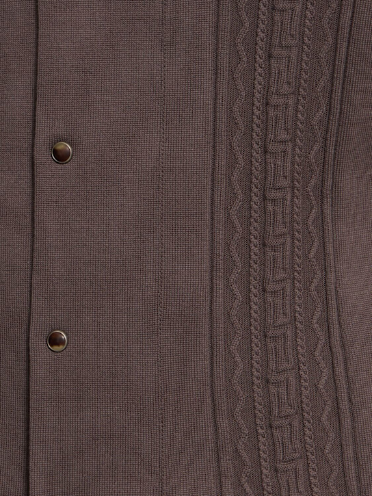 Brunello Cucinelli: Button-up cotton shirt - Coffee - men_4 | Luisa Via Roma