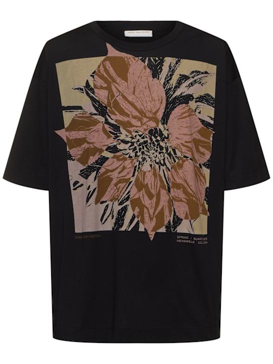 Dries Van Noten: Huin cotton jersey t-shirt - Black - men_0 | Luisa Via Roma