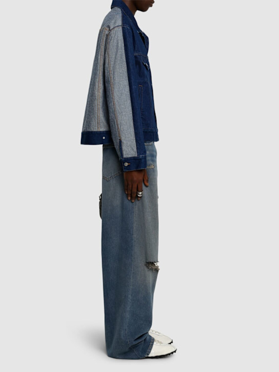 MM6 Maison Margiela: Color block denim jacket - men_1 | Luisa Via Roma