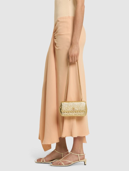 Tory Burch: Mini Kira metallic moto quilted flap bag - women_1 | Luisa Via Roma
