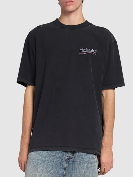 Balenciaga: Inside Out Political cotton t-shirt - Black - men_2 | Luisa Via Roma