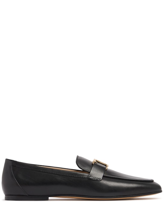 Tod's: 10mm T leather loafers - Black - women_0 | Luisa Via Roma