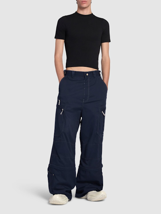 Balenciaga: Utility tech & cotton work pants - Navy - men_1 | Luisa Via Roma