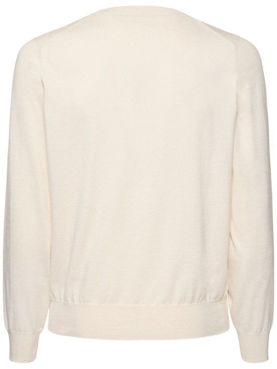 Brunello Cucinelli: Cotton crewneck sweater - English White - men_3 | Luisa Via Roma