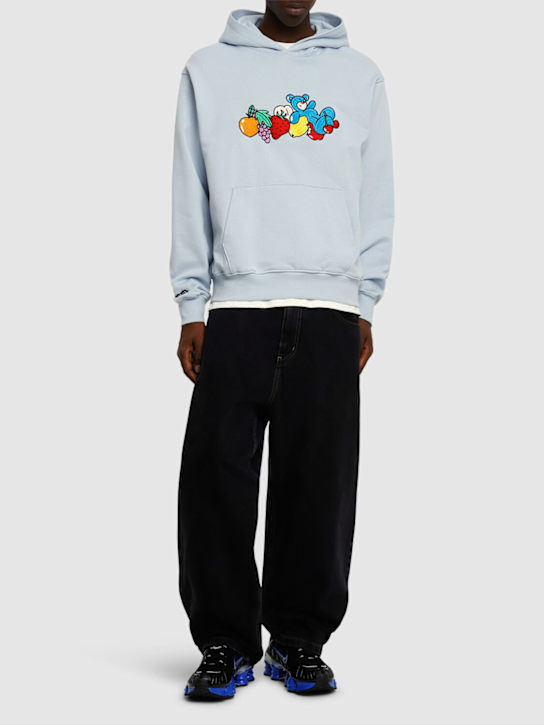 InBetweeners: Unisex fruit & bear embroidered hoodie - Cielo/Sky - men_1 | Luisa Via Roma