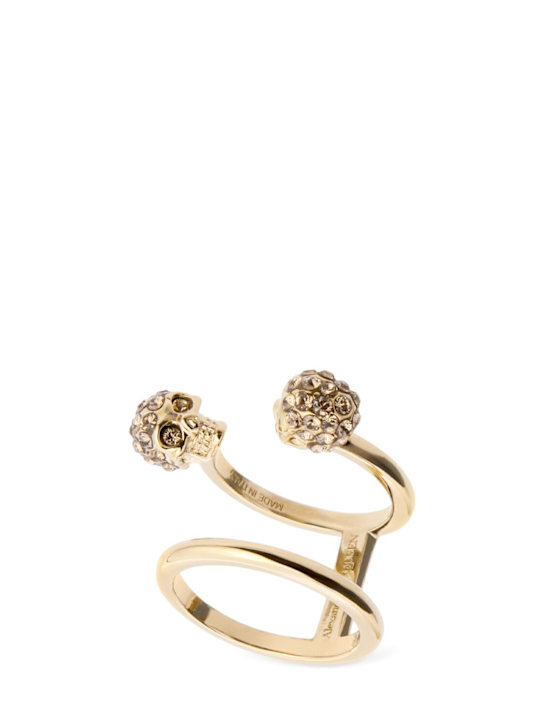 McQueen: 双骷髅堆叠戒指 - 金色 - women_0 | Luisa Via Roma