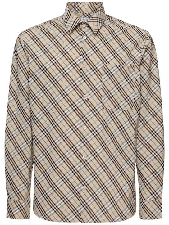 Burberry: Bias cut Check shirt - Husk Ip Check - men_0 | Luisa Via Roma