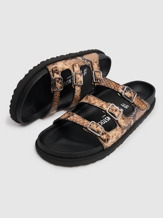 BIRKENSTOCK 1774: Florida python print leather sandals - Beige/Black - women_2 | Luisa Via Roma