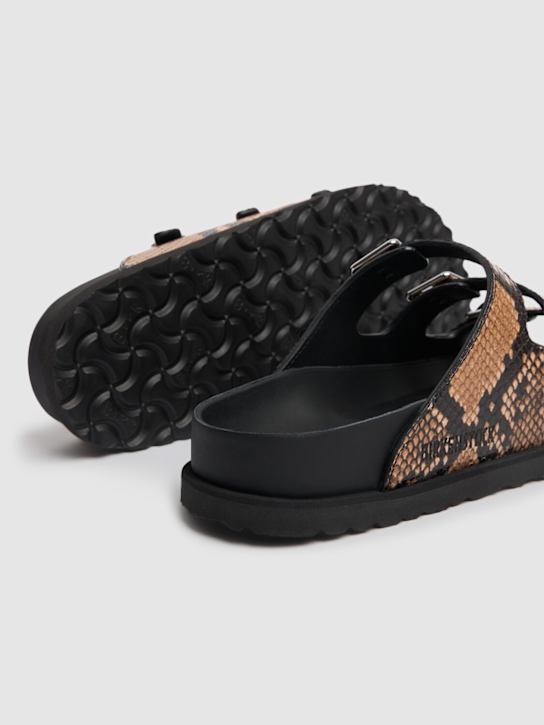 BIRKENSTOCK 1774: Florida python print leather sandals - Beige/Black - women_3 | Luisa Via Roma