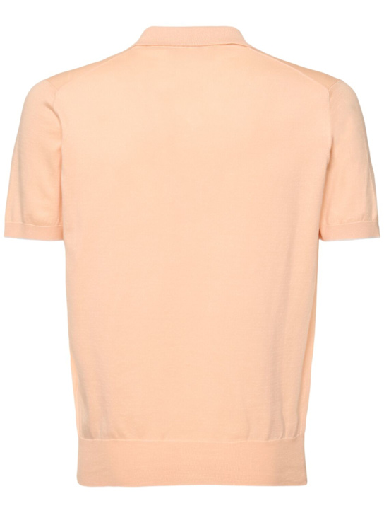 Brunello Cucinelli: Cotton short sleeve polo - Papaya - men_3 | Luisa Via Roma