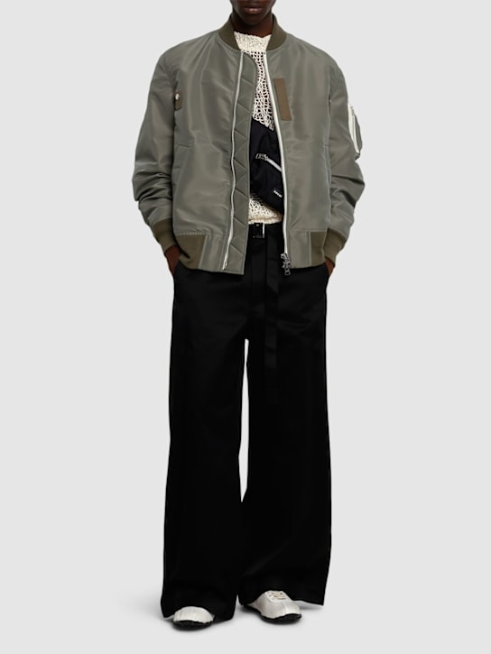 Sacai: Nylon twill jacket - Khaki - men_1 | Luisa Via Roma