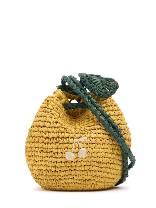 Bonpoint: Lemon raffia shoulder bag - Yellow - kids-girls_0 | Luisa Via Roma